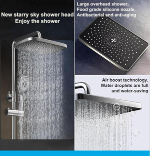 Smart Shower Panel LED With Piano Button Set (Black) - Fossa Home