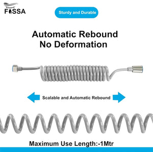 Flexible Spring Shower Hose Pipe - 1 Meter Grey - Fossa Home