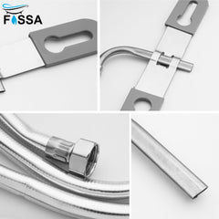 Fossa Stainless Steel Multi Jet Spray with Heavy PVC Hose Pipe 1.5 Mtr for Toilet | Built - in Installation Type Toilet Seat/Commode Spray - Rust - Free, Durable - Fossa Home