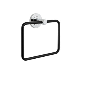 Fossa Stainless Steel Square Towel Ring for Bathroom, Napkin Holder for Wash Basin, Napkin Holder Chrome Finish (Black + Silver) - Fossa Home