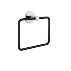 Fossa Stainless Steel Square Towel Ring for Bathroom, Napkin Holder for Wash Basin, Napkin Holder Chrome Finish (Black + Silver) - Fossa Home
