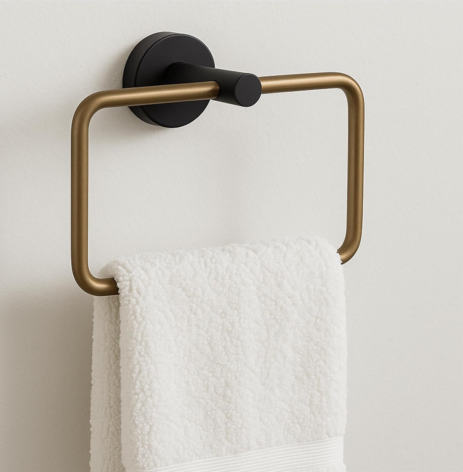 Fossa Stainless Steel Square Towel Ring for Bathroom, Napkin Holder for Wash Basin, Napkin Holder Chrome Finish (Black+Gold) - Fossa Home