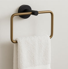 Fossa Stainless Steel Square Towel Ring for Bathroom, Napkin Holder for Wash Basin, Napkin Holder Chrome Finish (Black+Gold) - Fossa Home