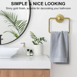 Square Stainless Steel Towel Ring Gold - Fossa Home