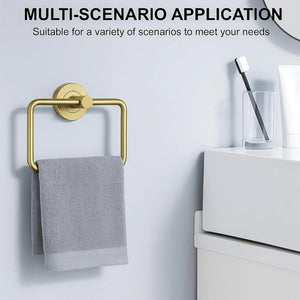 Fossa Stainless Steel Square Towel Ring for Bathroom, Napkin Holder for Wash Basin, Napkin Holder Matte Finish (Gold) - Fossa Home