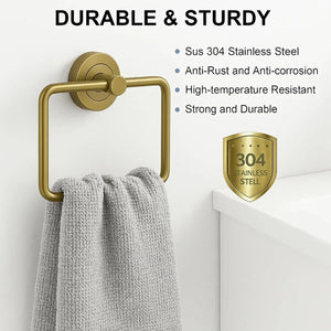 Square Stainless Steel Towel Ring Gold - Fossa Home