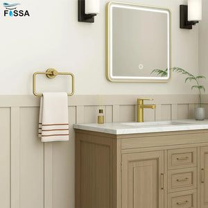 Fossa Stainless Steel Square Towel Ring for Bathroom, Napkin Holder for Wash Basin, Napkin Holder Matte Finish (Gold) - Fossa Home