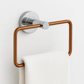 Fossa Stainless Steel SquareTowel Ring for Bathroom, Napkin Holder for Wash Basin, Napkin Holder Chrome Finish (Rose Gold + Silver) - Fossa Home