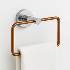 Fossa Stainless Steel SquareTowel Ring for Bathroom, Napkin Holder for Wash Basin, Napkin Holder Chrome Finish (Rose Gold + Silver) - Fossa Home