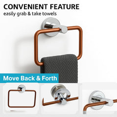 Fossa Stainless Steel SquareTowel Ring for Bathroom, Napkin Holder for Wash Basin, Napkin Holder Chrome Finish (Rose Gold + Silver) - Fossa Home