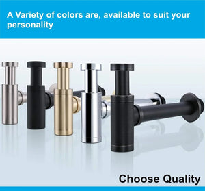 12 inch Stainless Steel Black Bottle Trap with Flange - Fossa Home