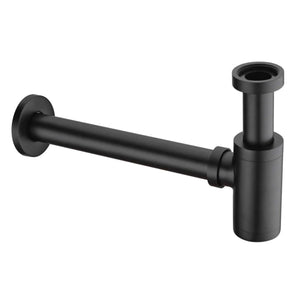 Fossa Steel Bottle Trap for Wash basins | Bottle Trap With Wall Flange and 12 Inches Pipe | Black Finish (Stainless Steel) Black - Fossa Home