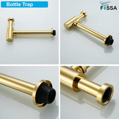Fossa Steel Bottle Trap for Wash basins | Bottle Trap With Wall Flange and 12 Inches Pipe | Chrome Finish (Stainless Steel) Gold - Fossa Home