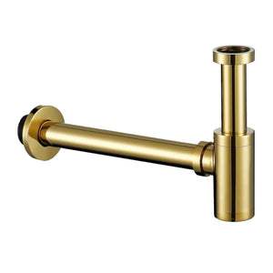 12 inch Stainless Steel Gold Bottle Trap with Flange - Fossa Home