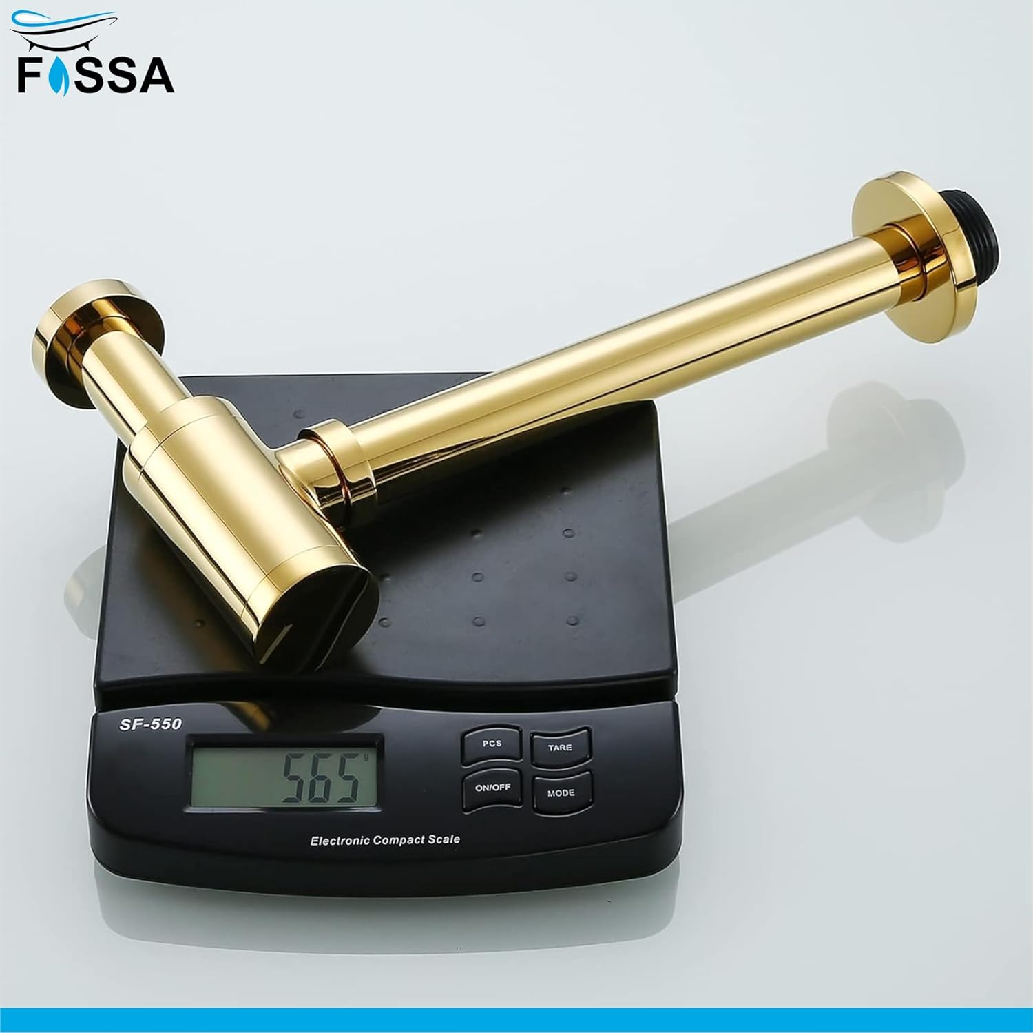 Fossa Steel Bottle Trap for Wash basins | Bottle Trap With Wall Flange and 12 Inches Pipe | Chrome Finish (Stainless Steel) Gold - Fossa Home