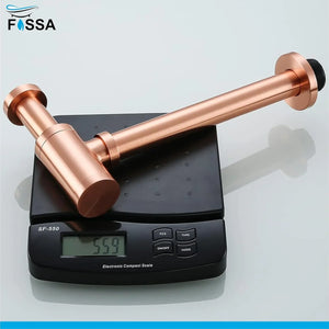 Fossa Steel Bottle Trap for Wash basins | Bottle Trap With Wall Flange and 12 Inches Pipe | Chrome Finish (Stainless Steel) Rose Gold - Fossa Home