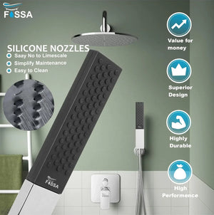 Fossa Vista Square ABS Hand - Held Shower with 1.5 Mtr Hose Pipe and Wall Hook for Bathroom, High Pressure Shower Set (Chrome Finish) - Fossa Home