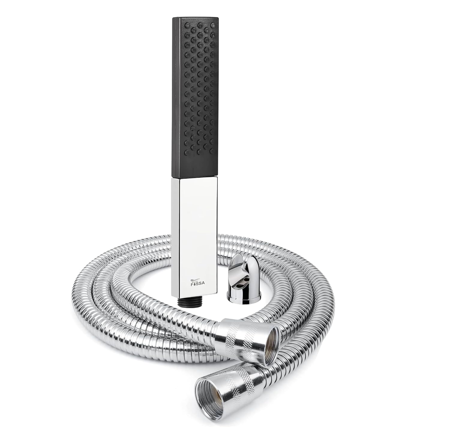 Fossa Vista Square ABS Hand - Held Shower with 1.5 Mtr Hose Pipe and Wall Hook for Bathroom, High Pressure Shower Set (Chrome Finish) - Fossa Home