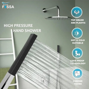 Vista Abs Chrome Finish Hand Shower With 1.5 Meter 304- Grade Stainless Steel Hose Pipe & Hook - Fossa Home