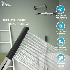 Fossa Vista Square ABS Hand - Held Shower with 1.5 Mtr Hose Pipe and Wall Hook for Bathroom, High Pressure Shower Set (Chrome Finish) - Fossa Home