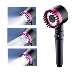 Fossa Snow Shower Head with Filter, High Pressure Shower Head Water Saving, Massage Hand Shower with 3+1 Jet Types, Rain Shower Head with Stop Function (Pink) - Fossa Home