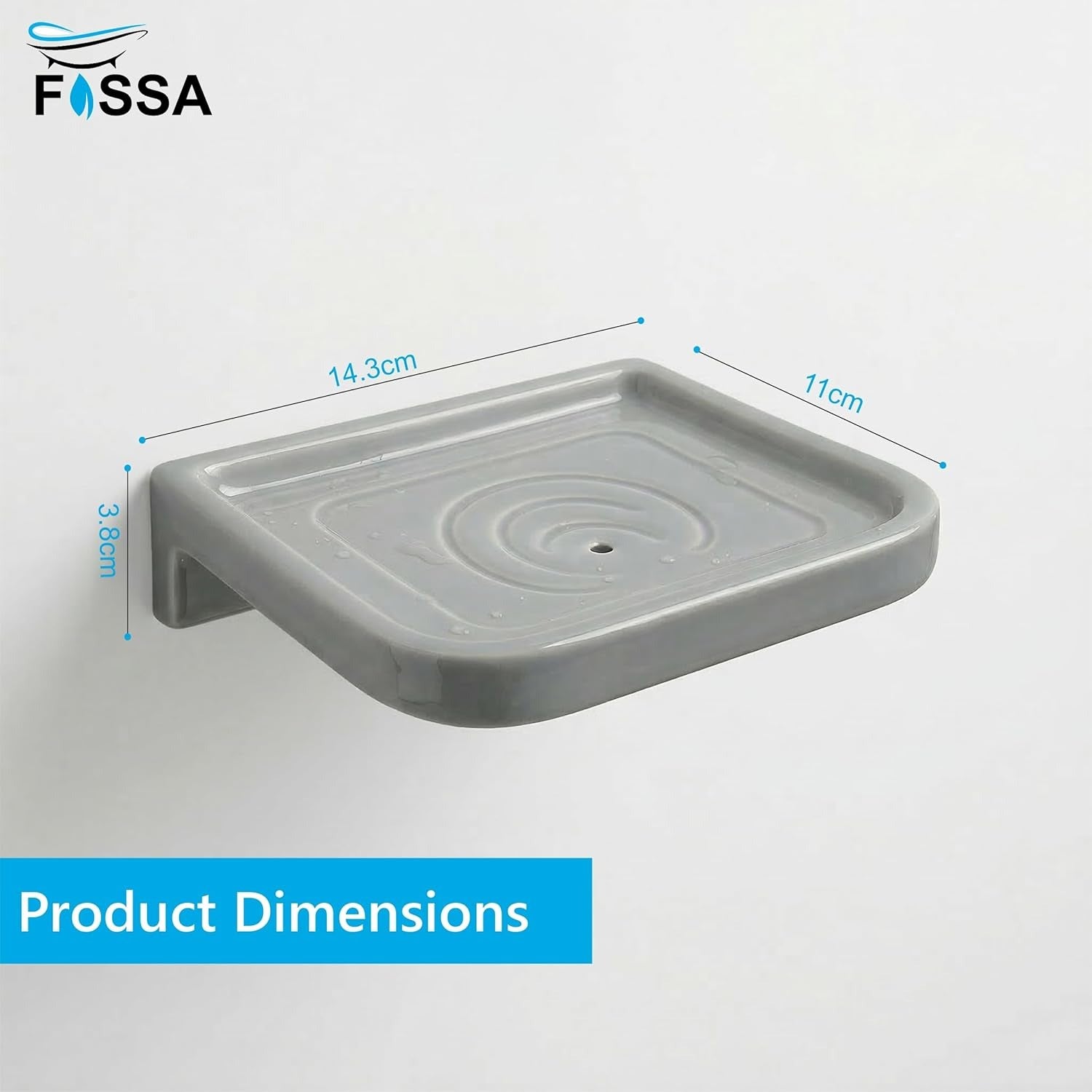 Grey Soap Dish Unbreakable Abs Square Ceramic Finish (RG-118)