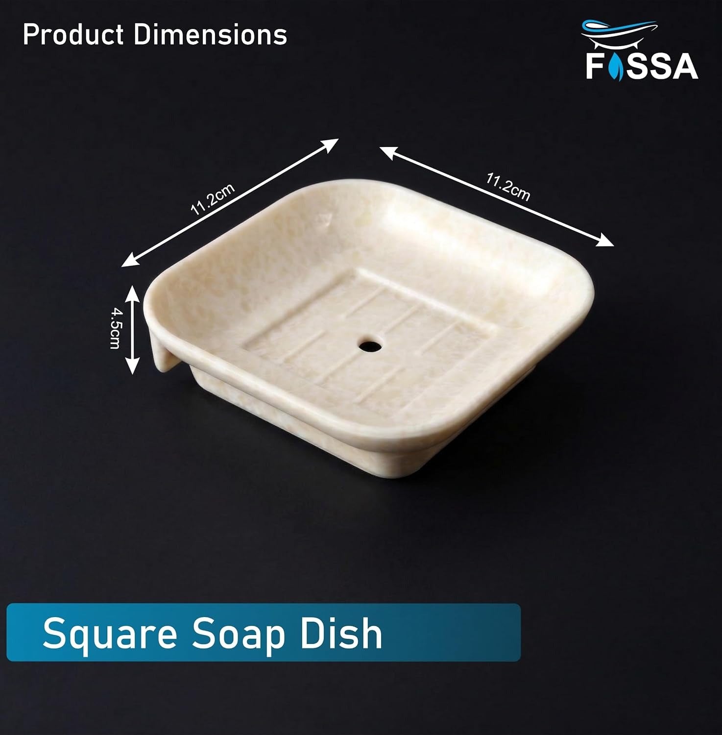 Ceramic Ivory Unbreakable Soap Dish Square Glossy Finish (RM-111)