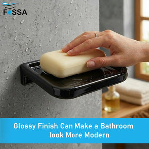 Balck Soap Dish Unbreakable Abs Square Ceramic Finish (RB-118) - Fossa Home