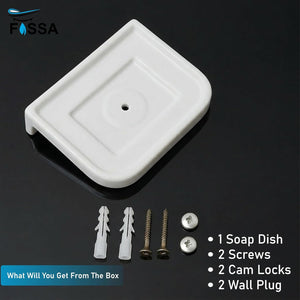 White Soap Dish Unbreakable Abs Square Ceramic Finish (RW-118) - Fossa Home