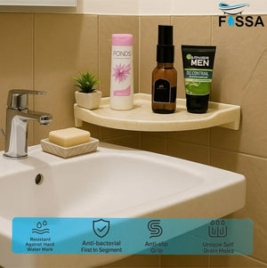 ivory Corner Wall Shelf Unbreakable Abs Ceramic Finish (RM-134) - Fossa Home