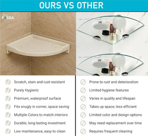 ivory Corner Wall Shelf Unbreakable Abs Ceramic Finish (RM-134) - Fossa Home