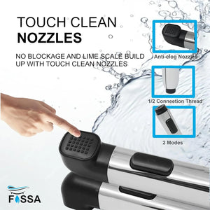 Krave Black ABS Dual Function Health Faucet with 1 Meter 304-Grade SS Hose Pipe & Hook - Fossa Home