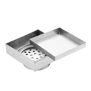 Marble Floor Drain (6 x 6 Inches) 304 Grade Stainlees Steel - Fossa Home