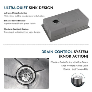 (30 x 18 x 10) Inch Premium Piano 5 Keys Smart Kitchen Sink Black - Fossa Home