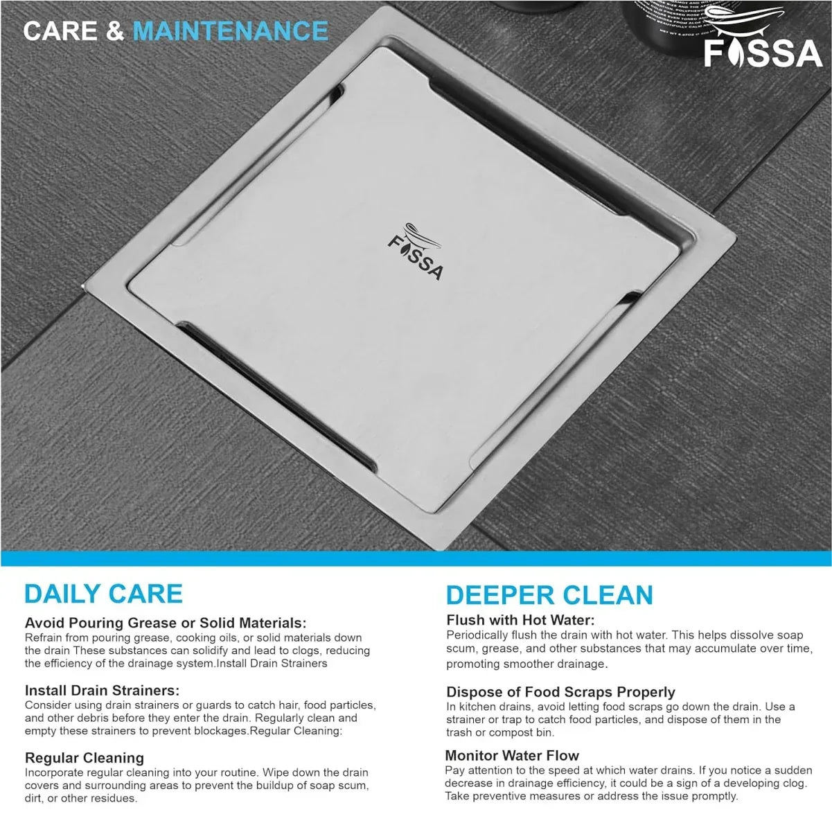 Stainless steel plain floor drain