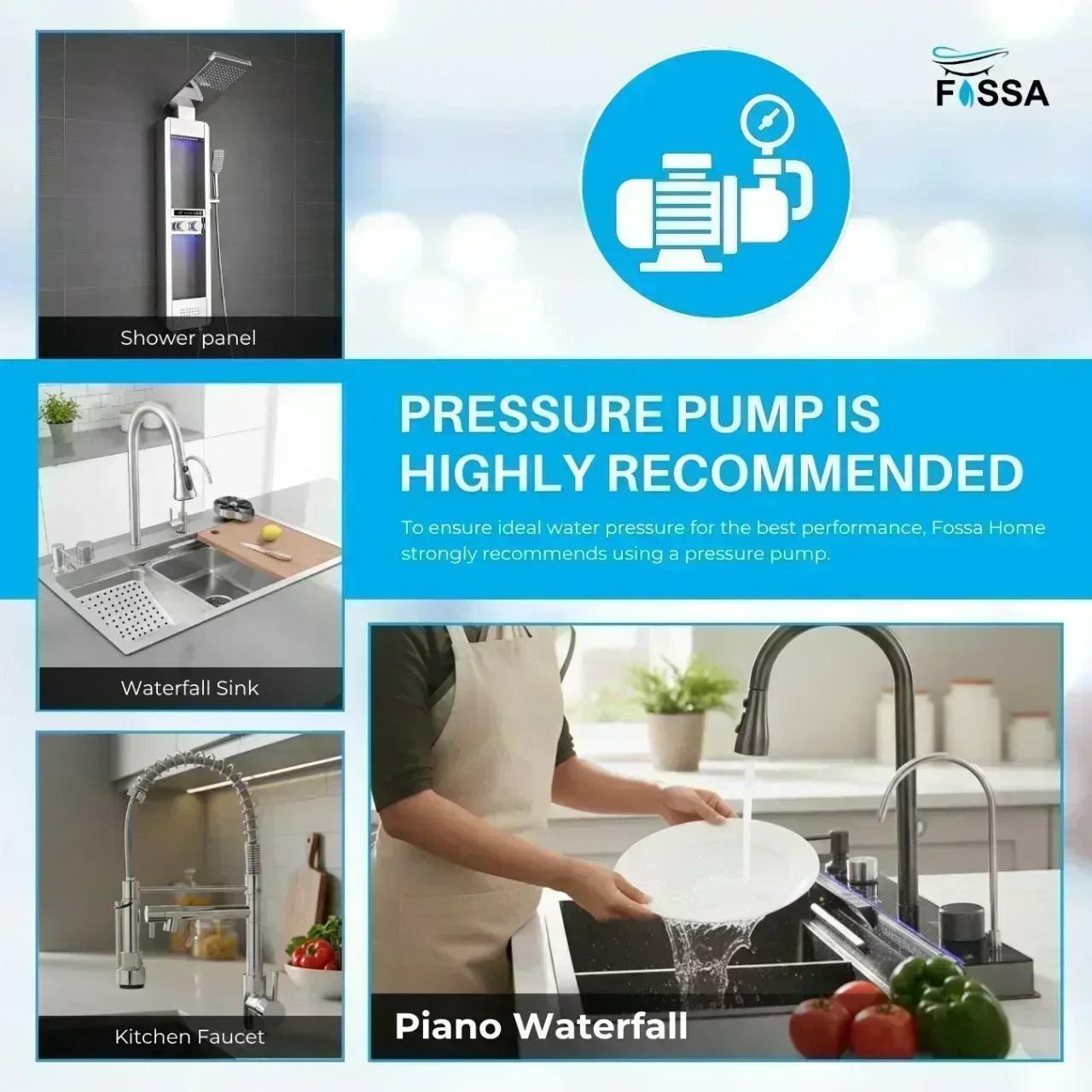 Triple-Flow Heavy SUS 304 Pull-Out 360° Hot & Cold Kitchen Mixer Faucet Siver - Fossa Home