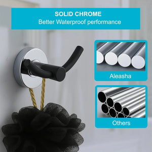 Wall Mounted Stainless Steel Towel & Robe Hook Chrome Finish (Black & Silver) - Fossa Home