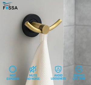 Wall Mounted Stainless Steel Towel & Robe Hook Matte Finish (Gold & Black) - Fossa Home