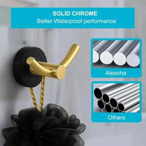 Wall Mounted Stainless Steel Towel & Robe Hook Matte Finish (Gold & Black) - Fossa Home