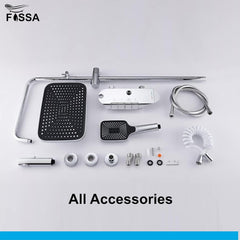 Shower System Thermostatic Shower Faucet Set Wall Mount Rain Shower Combo Set with Piano and Shower Tub Spout, Handheld Sprayer, 10 Inch Rain Shower Head, Bidet Spray, Chrome Finish - Fossa Home