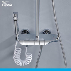Shower System Thermostatic Shower Faucet Set Wall Mount Rain Shower Combo Set with Piano and Shower Tub Spout, Handheld Sprayer, 10 Inch Rain Shower Head, Bidet Spray, Chrome Finish - Fossa Home