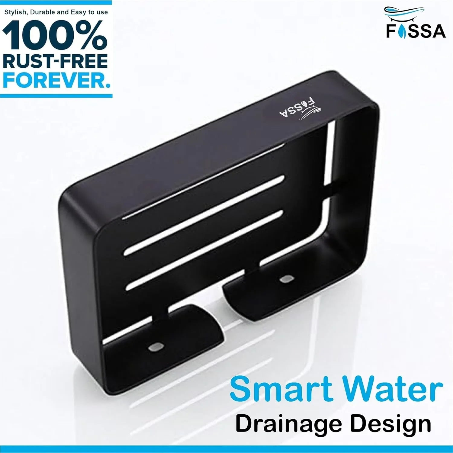 Square Stainless Steel Wall Mounted Soap Dish – Black - Fossa Home