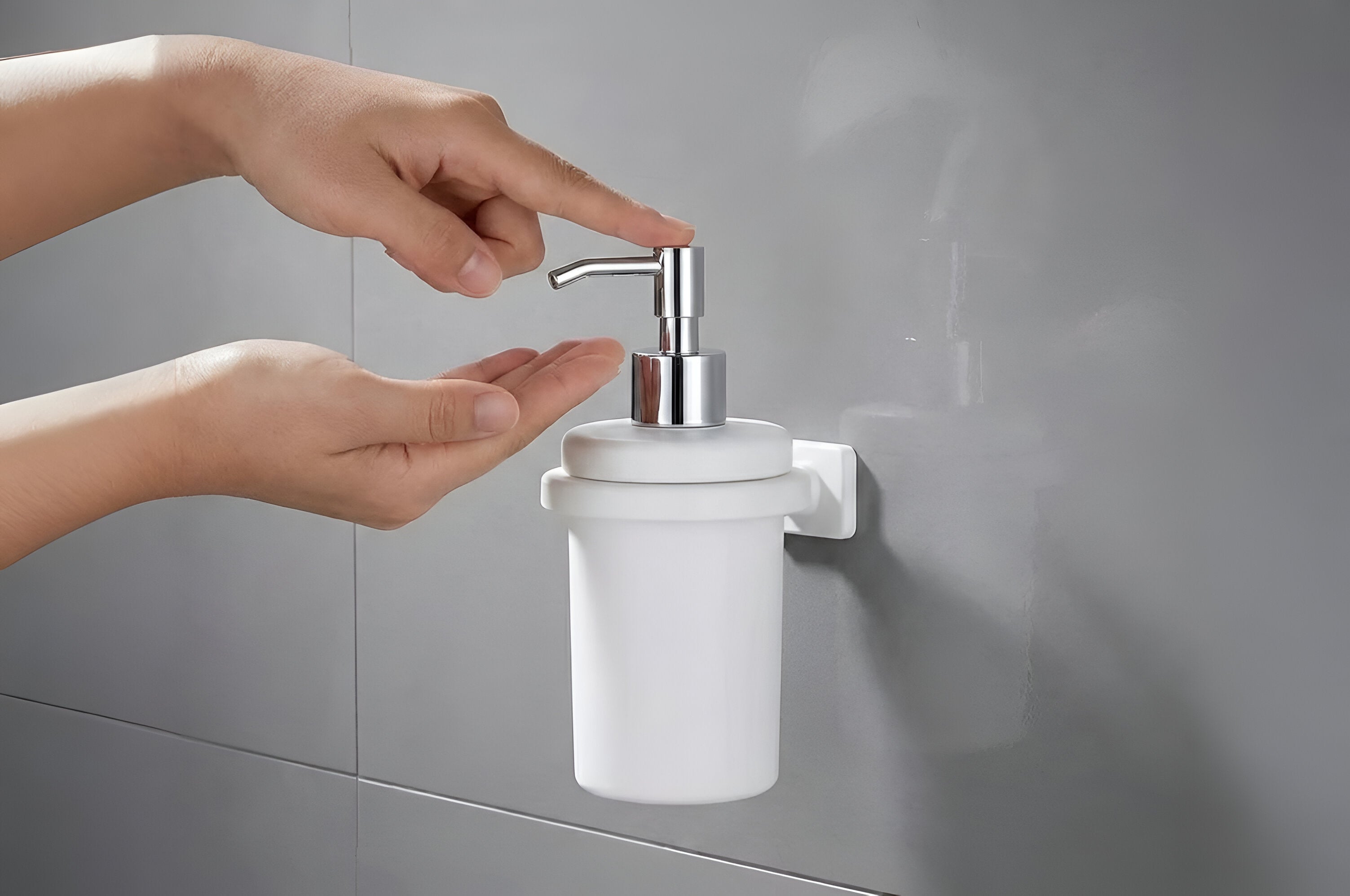 Modern soap dispenser with liquid pump for bathroom use