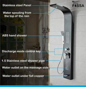 Smart Waterfall Shower Panel Set (Black) - Fossa Home