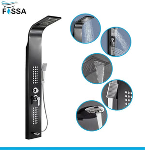 Smart Waterfall Shower Panel Set (Black) - Fossa Home