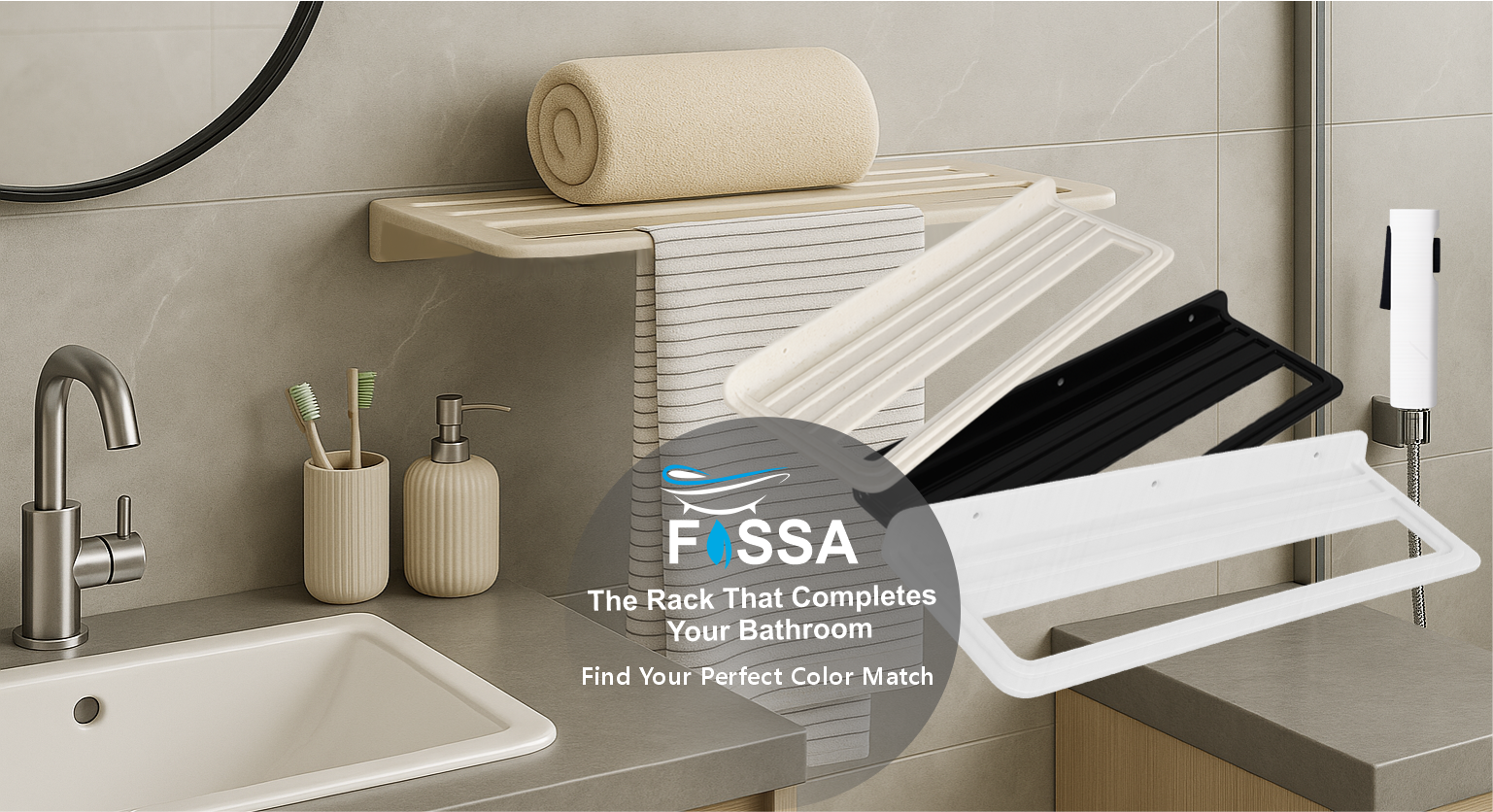 Modern towel rack mounted on bathroom wall