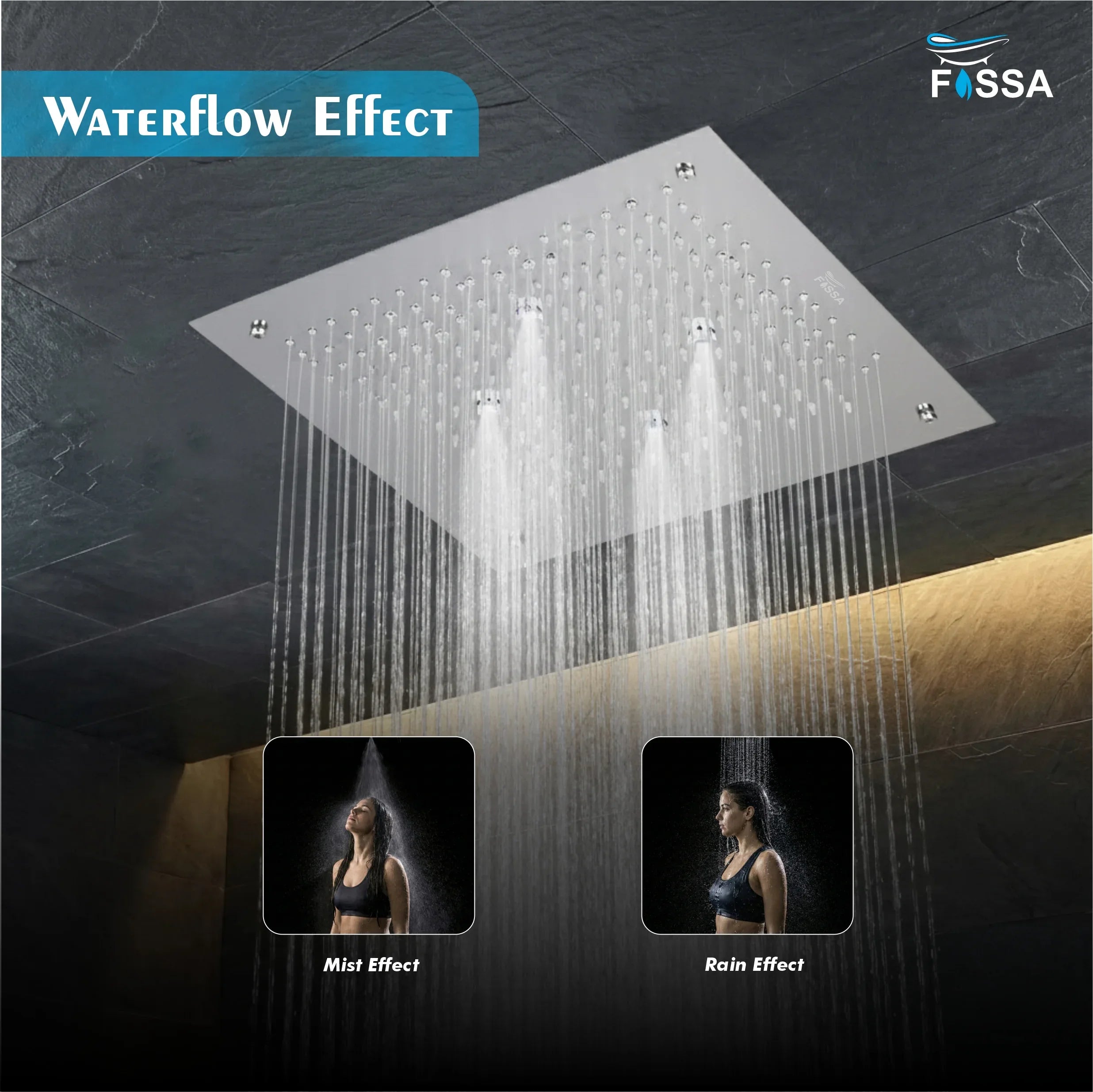 304 Stainless Steel Ceiling Overhead Shower (16x16 Inch) - Fossa Home