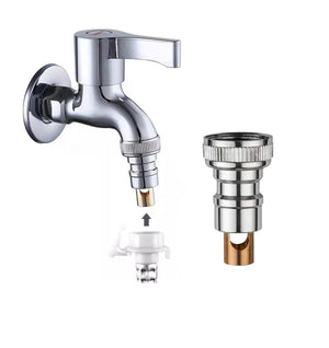 Fossa Washing Machine Tap Faucet Adapter Nozzle Silver Pack OF 1 - Fossa Home