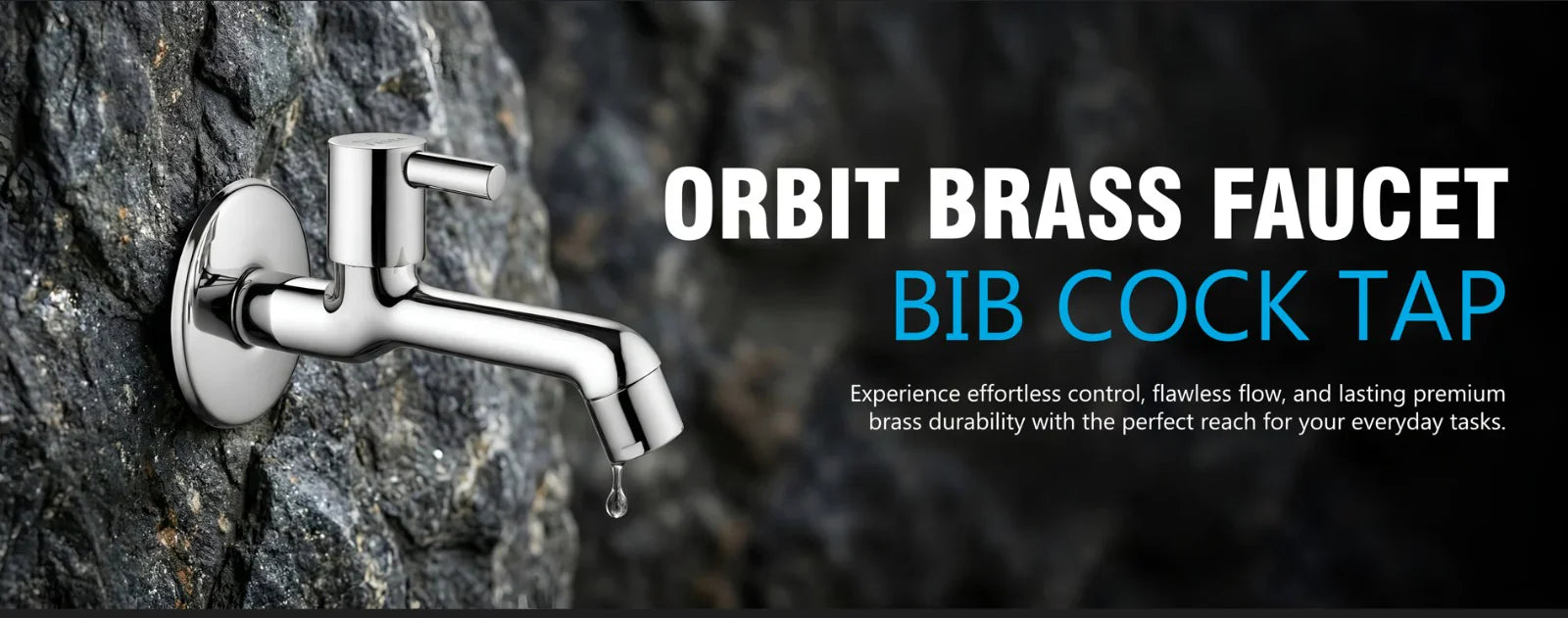 Orbit Brass Long Body Bib Cock Tap – Chrome Finish