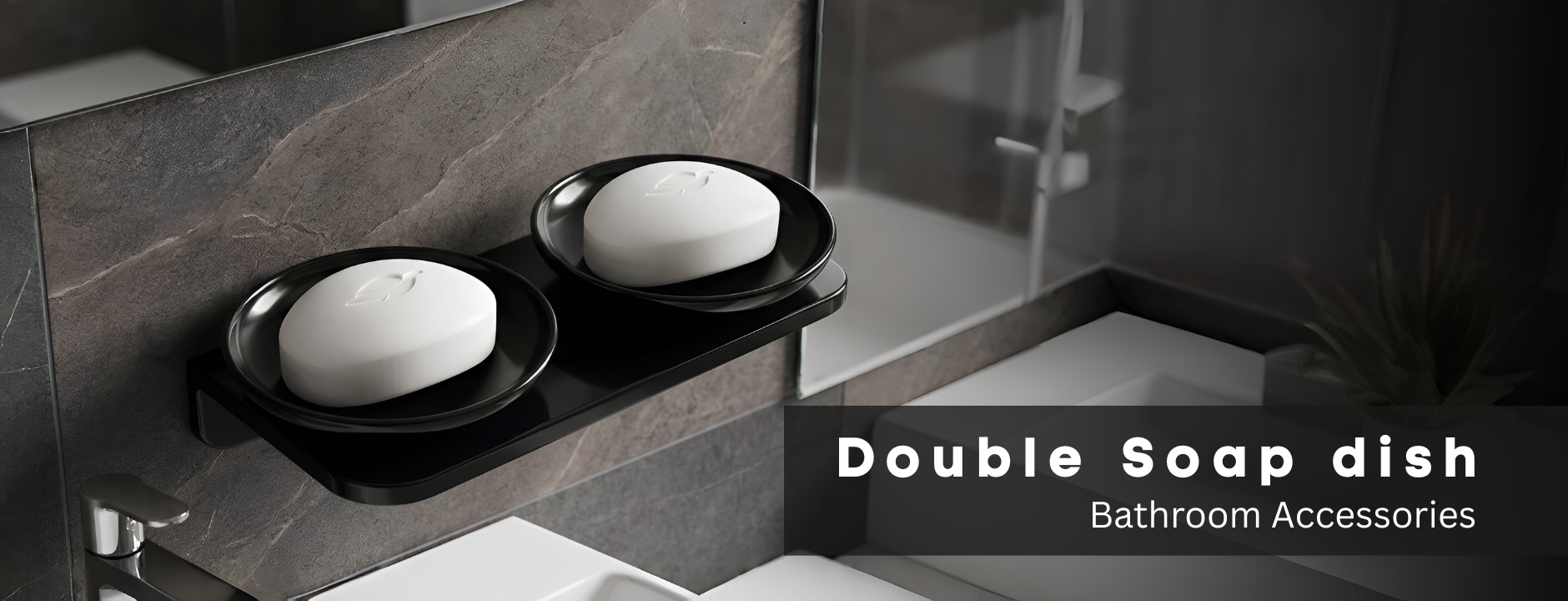 Ceramic Black Unbreakable Round Double Soap Dish Glossy Finish (RB-122)